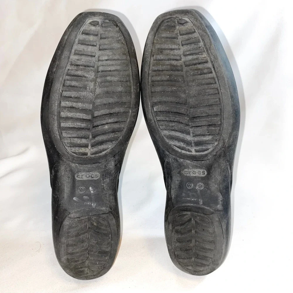 Crocs Serena Flat Black Womens Shoes 205873 Cut Out Ballet‎ Flats Size W9